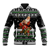 Santa Claus Fishing Christmas Baseball Jacket Xmas Holiday Patterns - Wonder Print Shop
