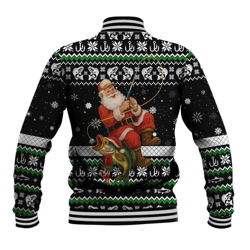 Santa Claus Fishing Christmas Baseball Jacket Xmas Holiday Patterns - Wonder Print Shop