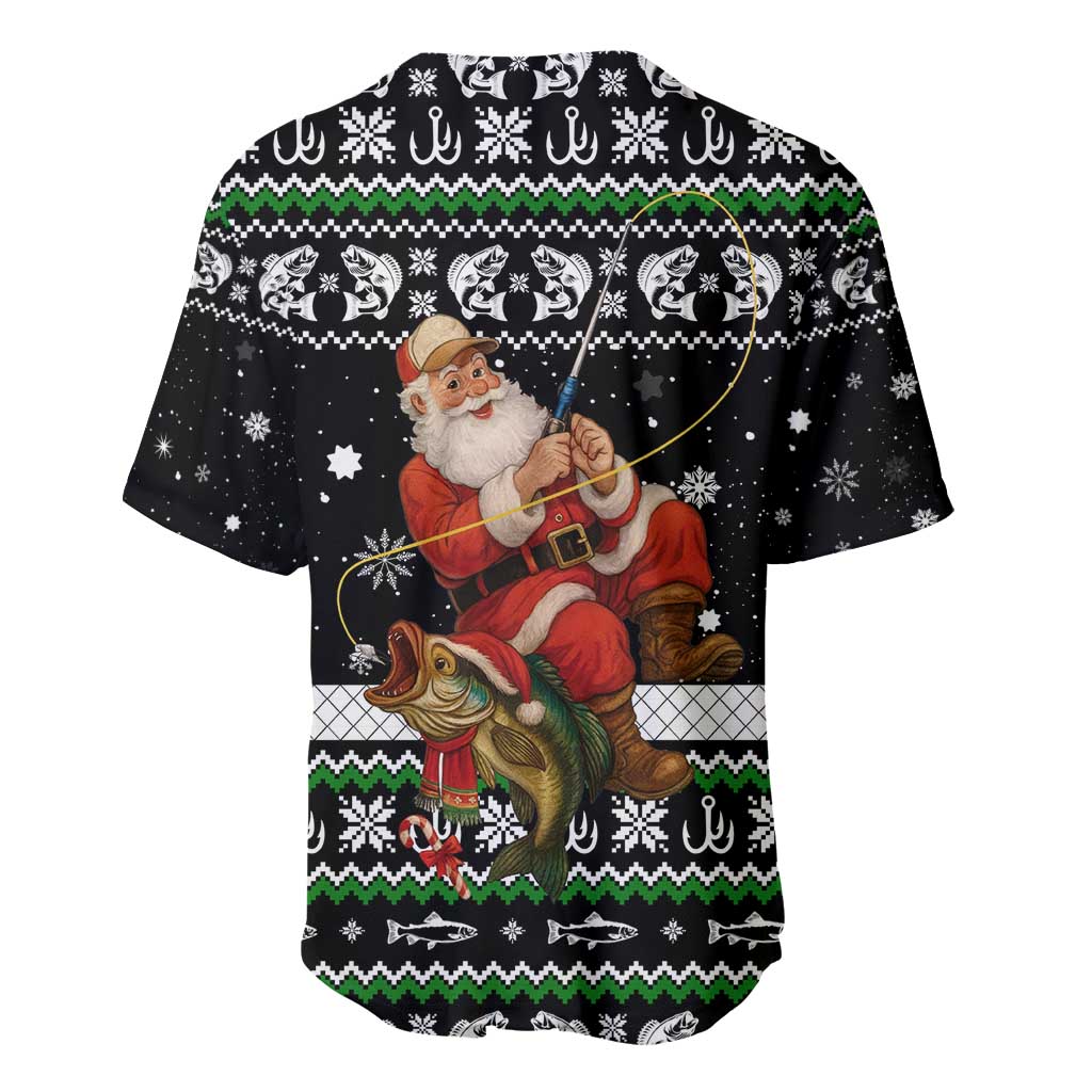 Santa Claus Fishing Christmas Baseball Jersey Xmas Holiday Patterns - Wonder Print Shop