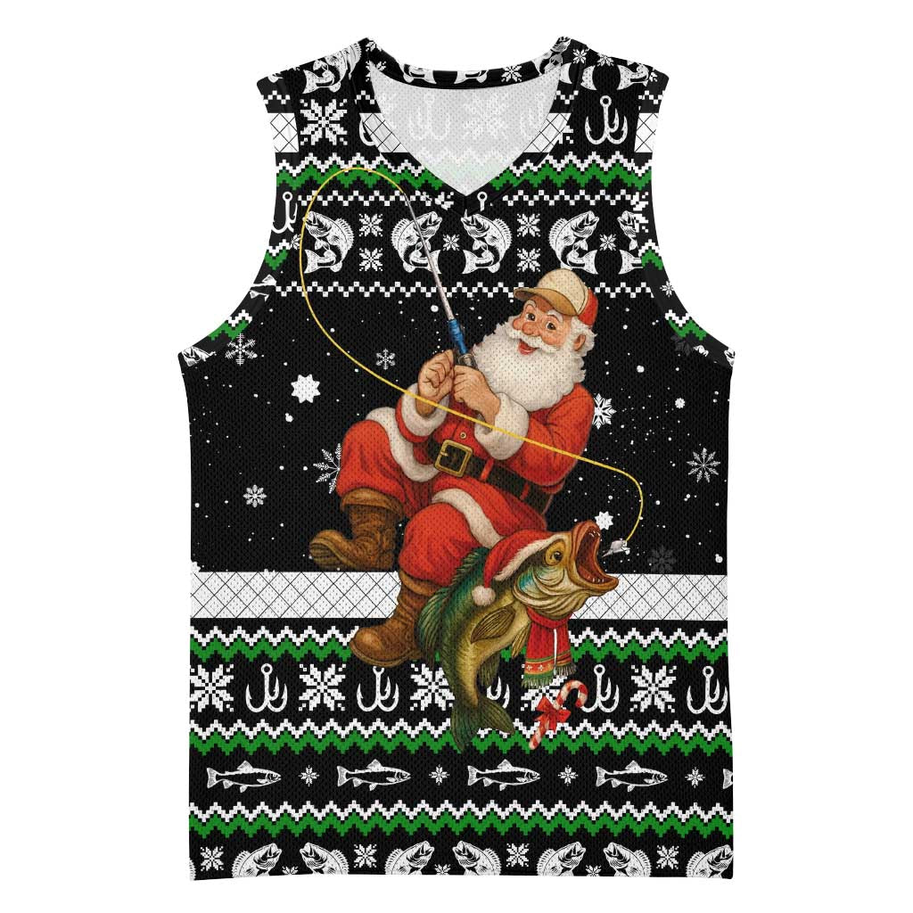 Santa Claus Fishing Christmas Basketball Jersey Xmas Holiday Patterns - Wonder Print Shop