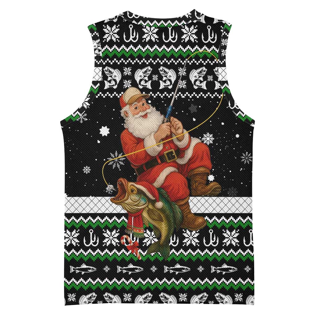 Santa Claus Fishing Christmas Basketball Jersey Xmas Holiday Patterns - Wonder Print Shop