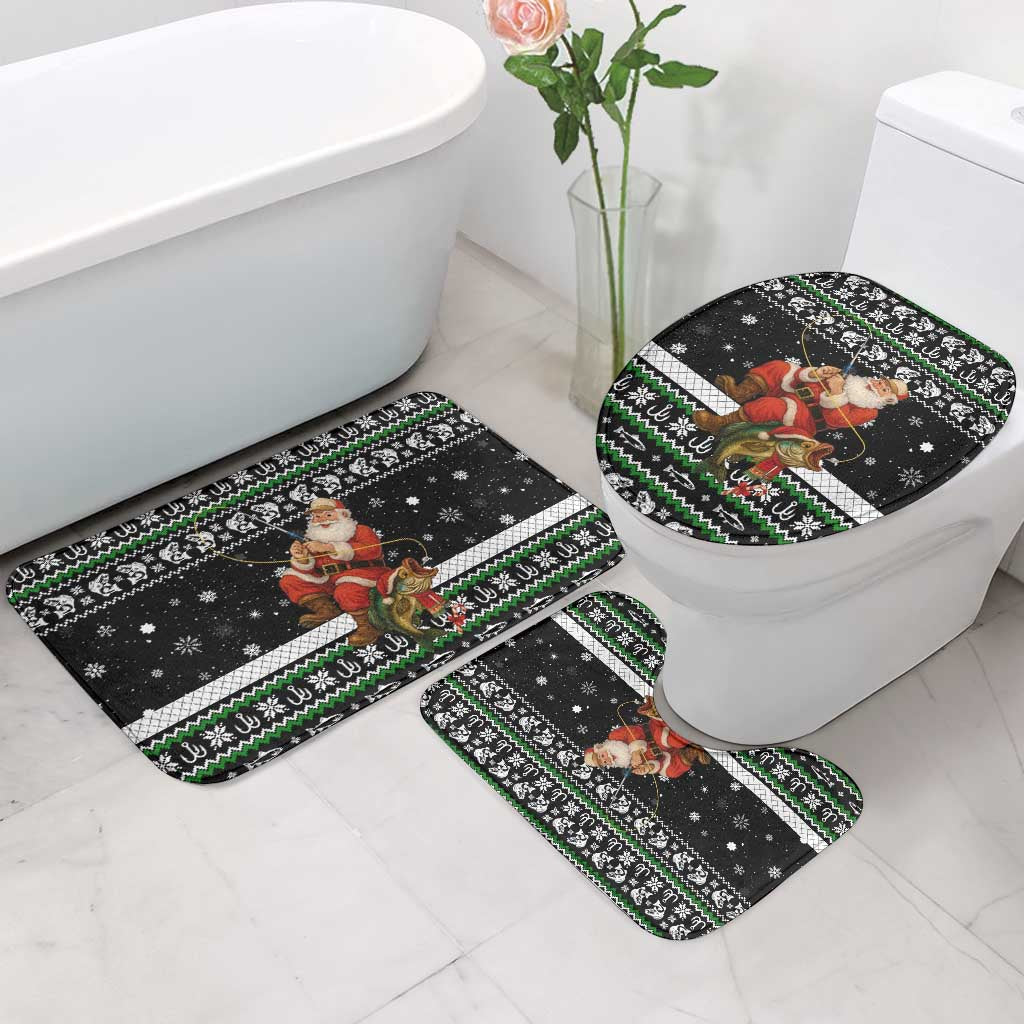 Santa Claus Fishing Christmas Bathroom Set Xmas Holiday Patterns - Wonder Print Shop