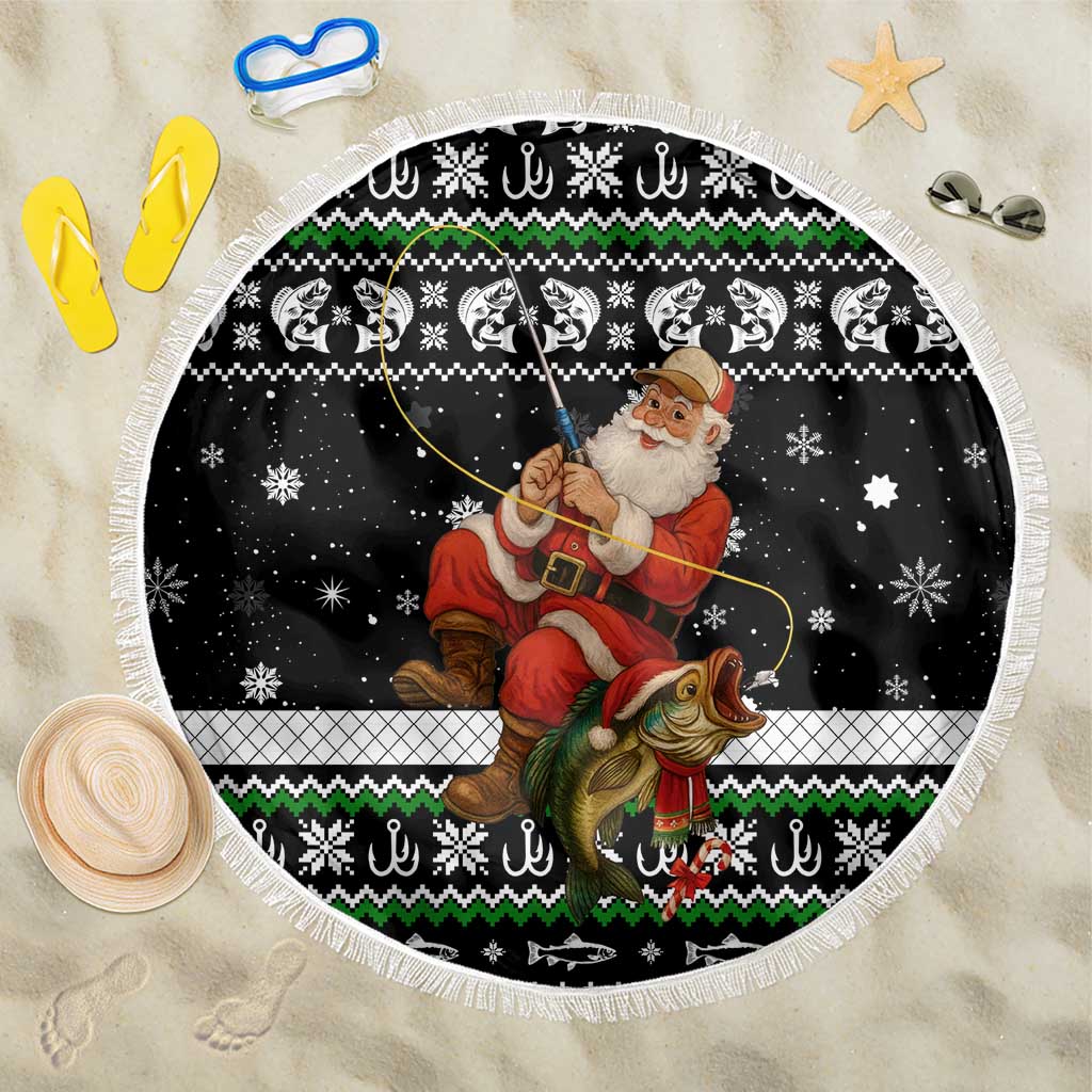 Santa Claus Fishing Christmas Beach Blanket Xmas Holiday Patterns - Wonder Print Shop