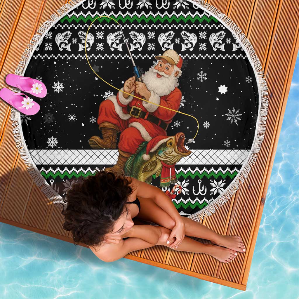 Santa Claus Fishing Christmas Beach Blanket Xmas Holiday Patterns - Wonder Print Shop