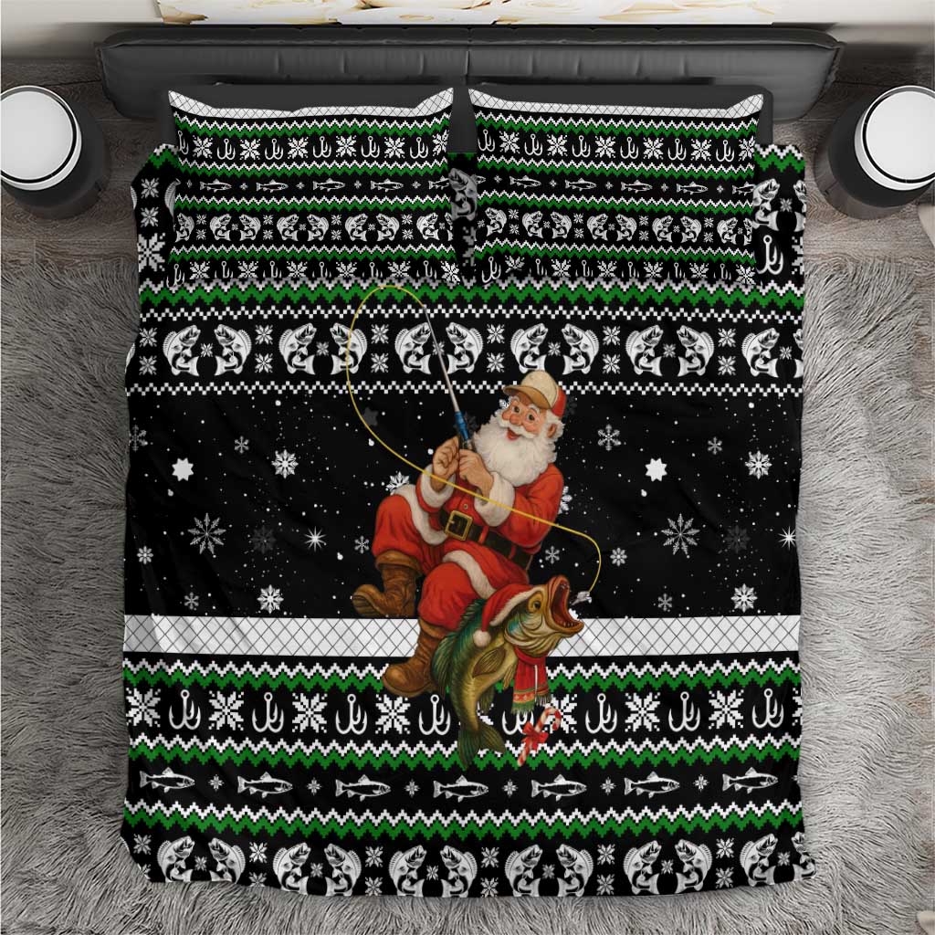 Santa Claus Fishing Christmas Bedding Set Xmas Holiday Patterns - Wonder Print Shop