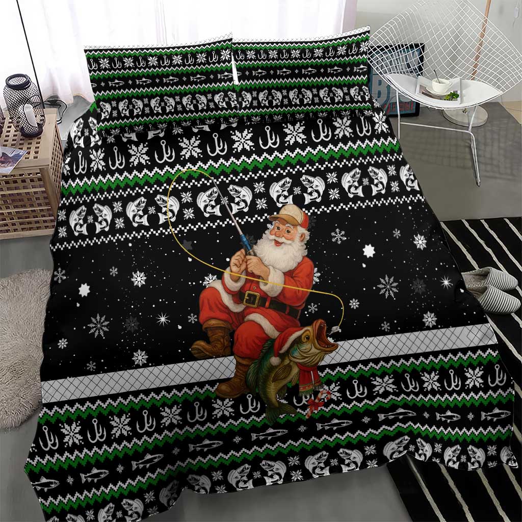 Santa Claus Fishing Christmas Bedding Set Xmas Holiday Patterns - Wonder Print Shop