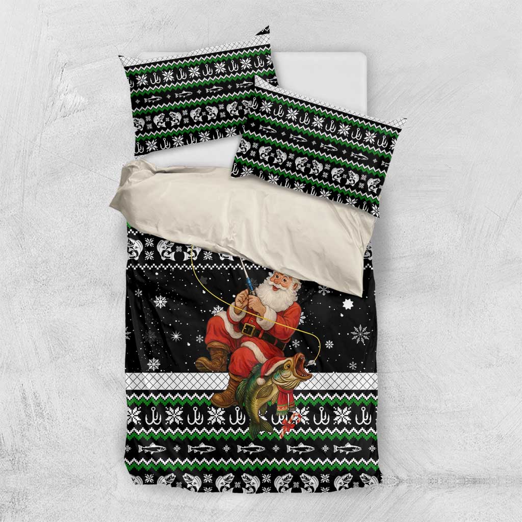 Santa Claus Fishing Christmas Bedding Set Xmas Holiday Patterns - Wonder Print Shop
