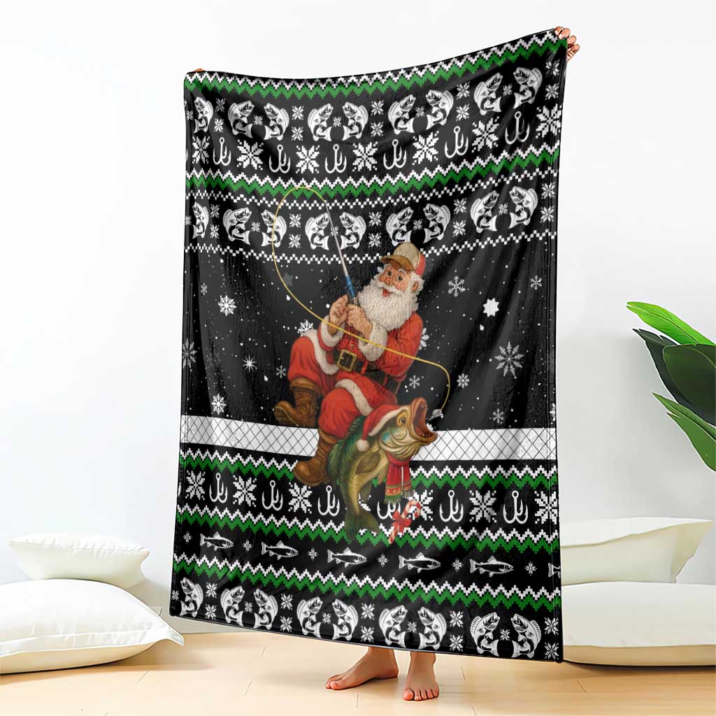 Santa Claus Fishing Christmas Blanket Xmas Holiday Patterns - Wonder Print Shop