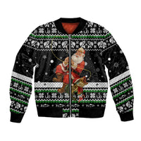 Santa Claus Fishing Christmas Bomber Jacket Xmas Holiday Patterns - Wonder Print Shop