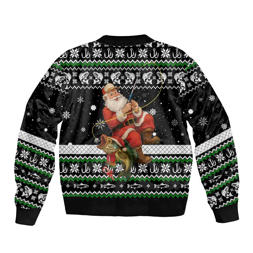 Santa Claus Fishing Christmas Bomber Jacket Xmas Holiday Patterns - Wonder Print Shop