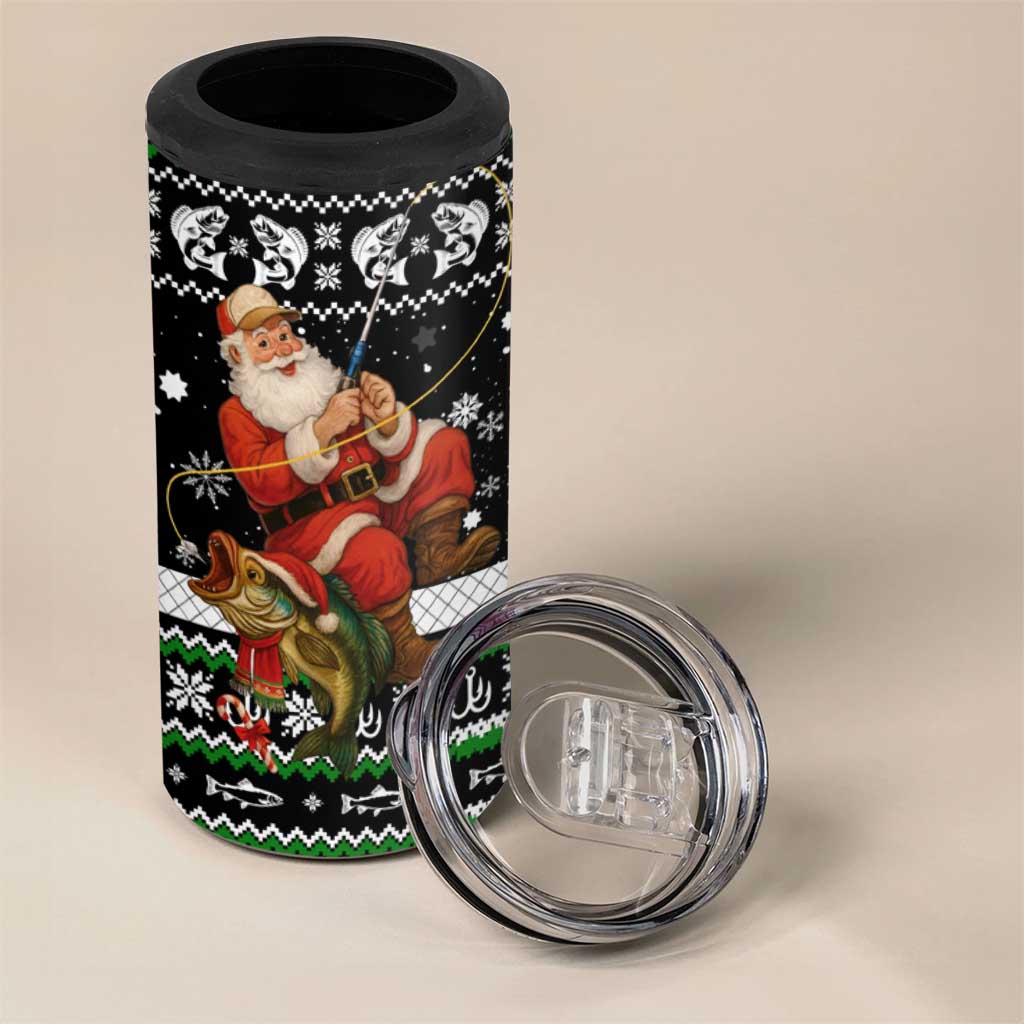 Santa Claus Fishing Christmas 4 in 1 Can Cooler Tumbler Xmas Holiday Patterns - Wonder Print Shop