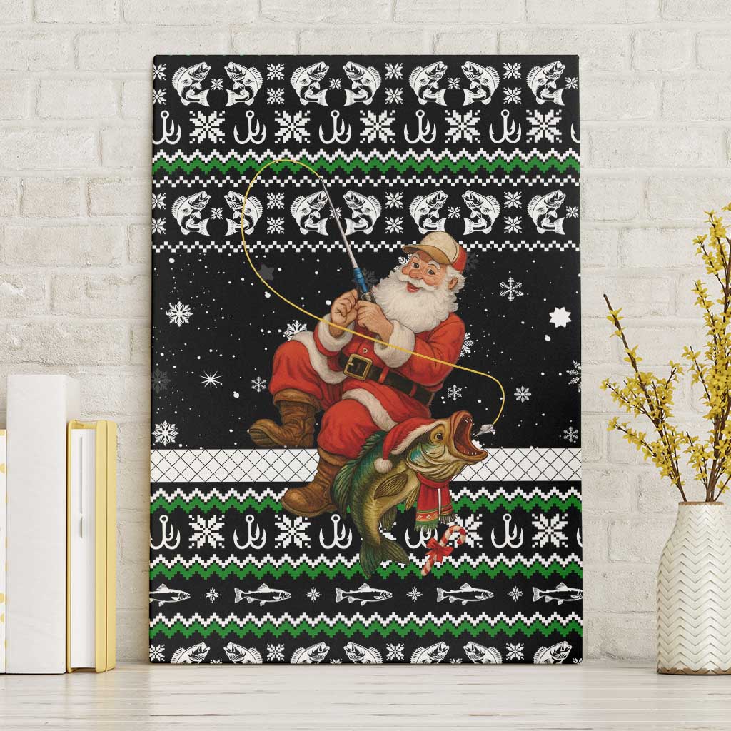 Santa Claus Fishing Christmas Canvas Wall Art Xmas Holiday Patterns - Wonder Print Shop