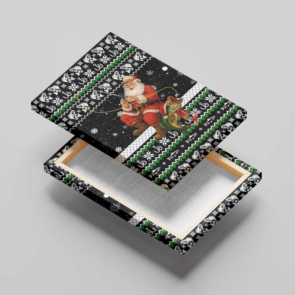 Santa Claus Fishing Christmas Canvas Wall Art Xmas Holiday Patterns - Wonder Print Shop