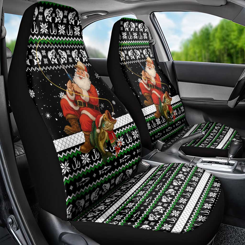 Santa Claus Fishing Christmas Car Seat Cover Xmas Holiday Patterns - Wonder Print Shop