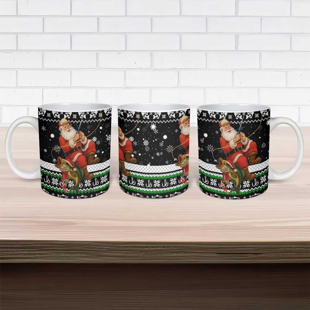 Santa Claus Fishing Christmas Ceramic Mug Xmas Holiday Patterns - Wonder Print Shop
