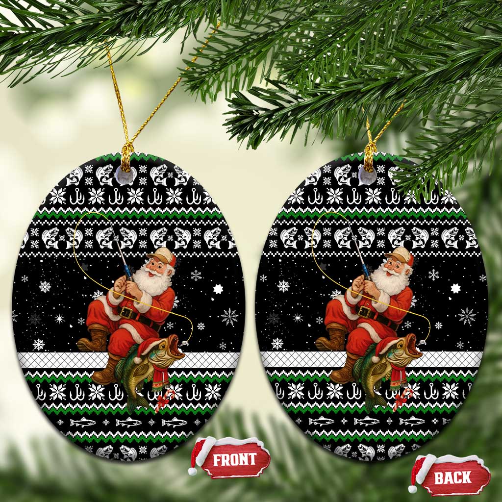 Santa Claus Fishing Christmas Ceramic Ornament Xmas Holiday Patterns - Wonder Print Shop