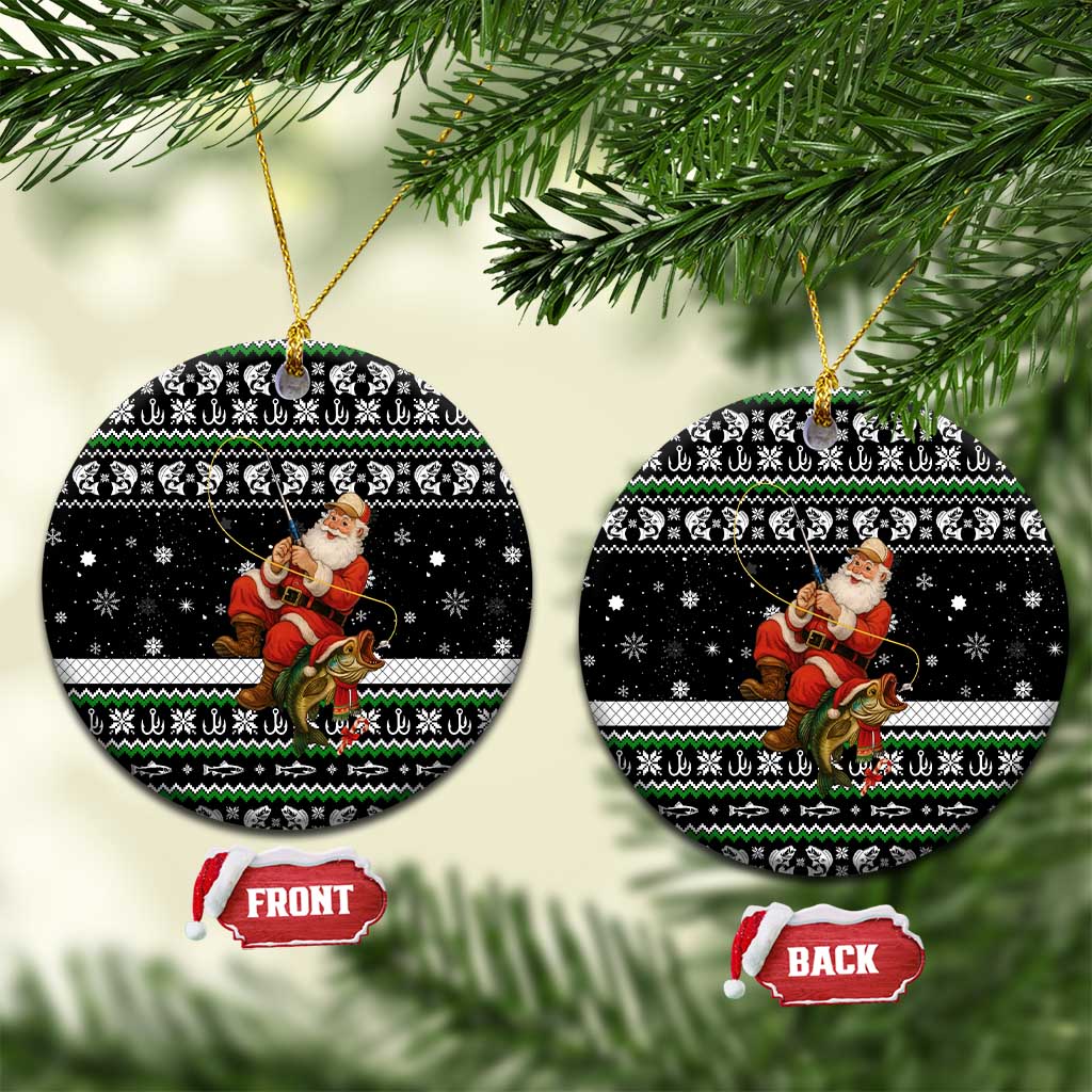 Santa Claus Fishing Christmas Ceramic Ornament Xmas Holiday Patterns - Wonder Print Shop