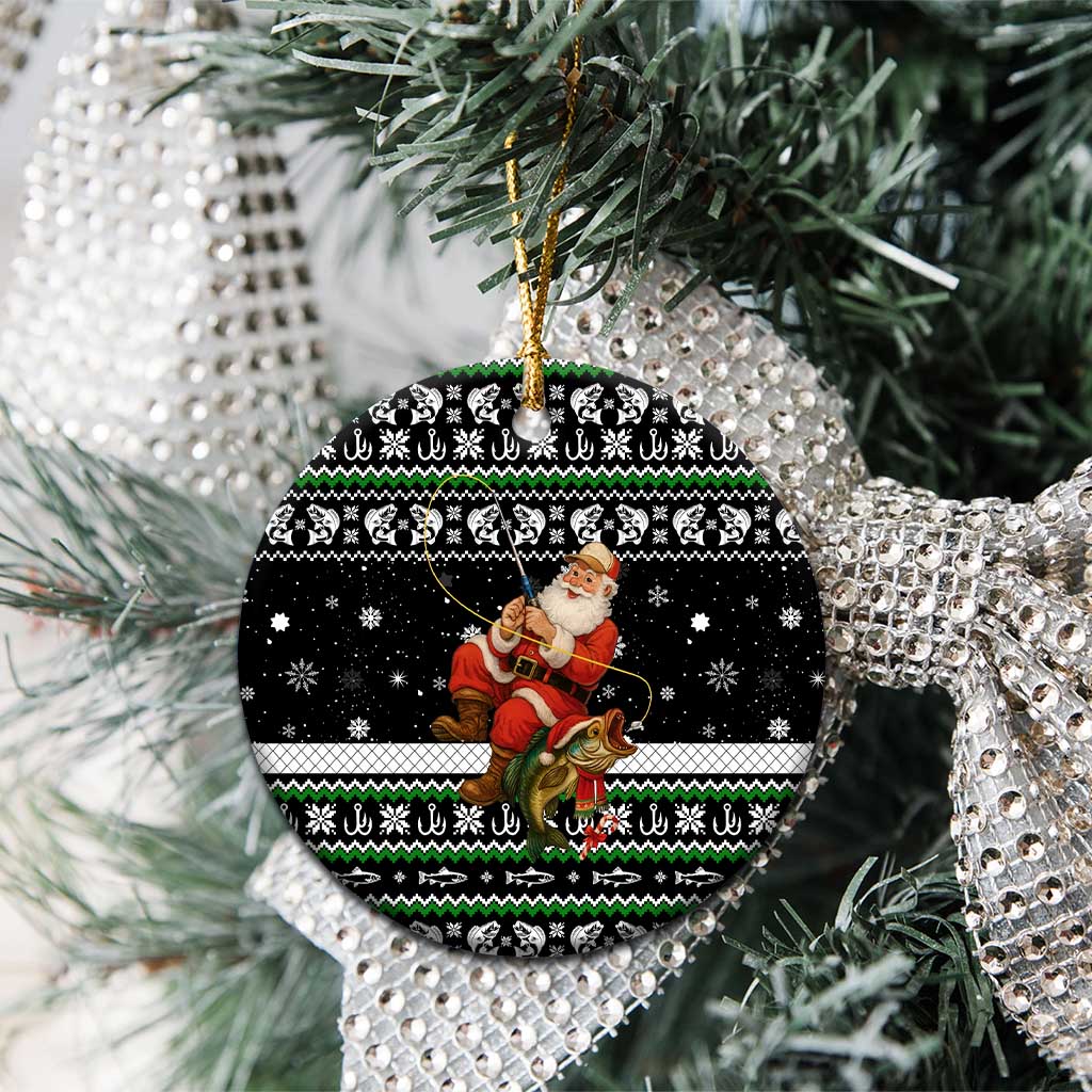 Santa Claus Fishing Christmas Ceramic Ornament Xmas Holiday Patterns - Wonder Print Shop