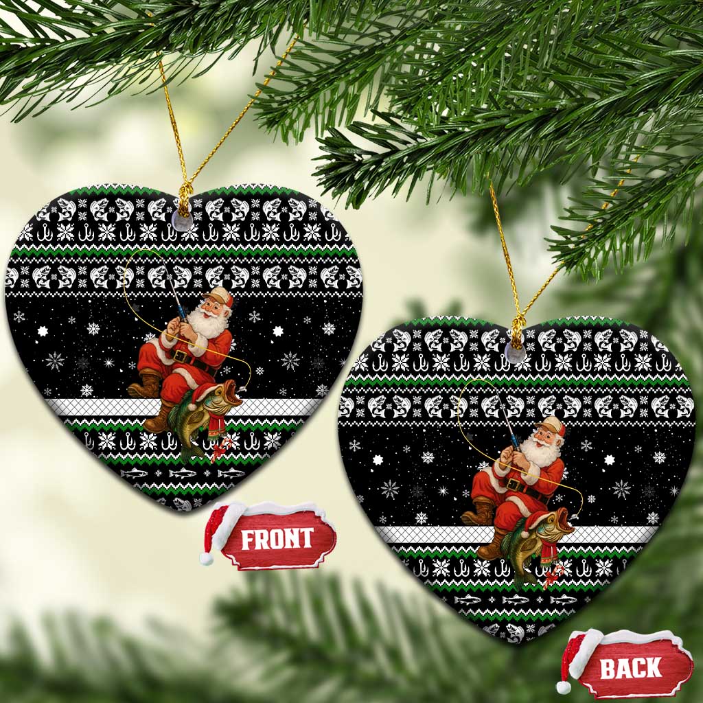 Santa Claus Fishing Christmas Ceramic Ornament Xmas Holiday Patterns - Wonder Print Shop