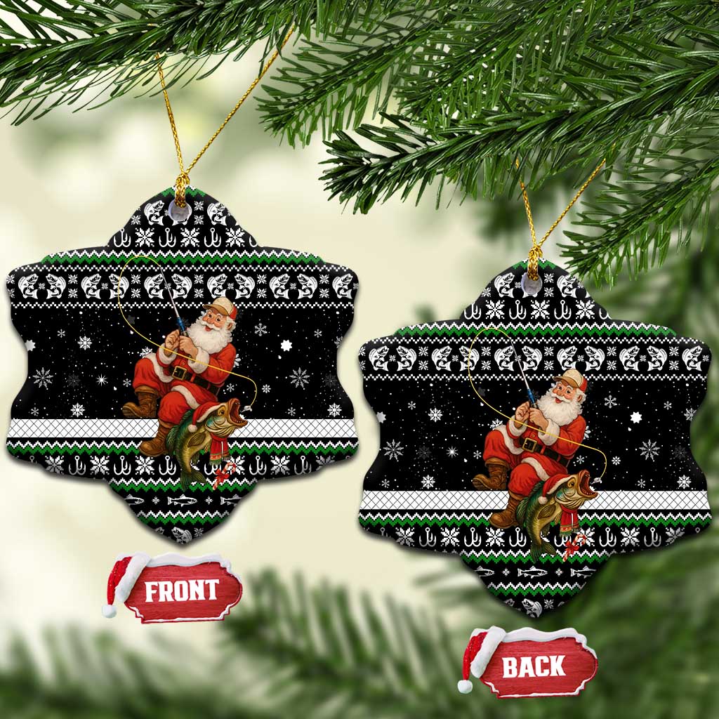 Santa Claus Fishing Christmas Ceramic Ornament Xmas Holiday Patterns - Wonder Print Shop