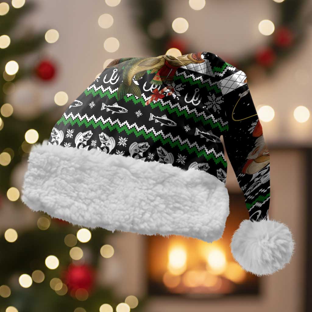 Santa Claus Fishing Christmas Santa Hat Xmas Holiday Patterns - Wonder Print Shop