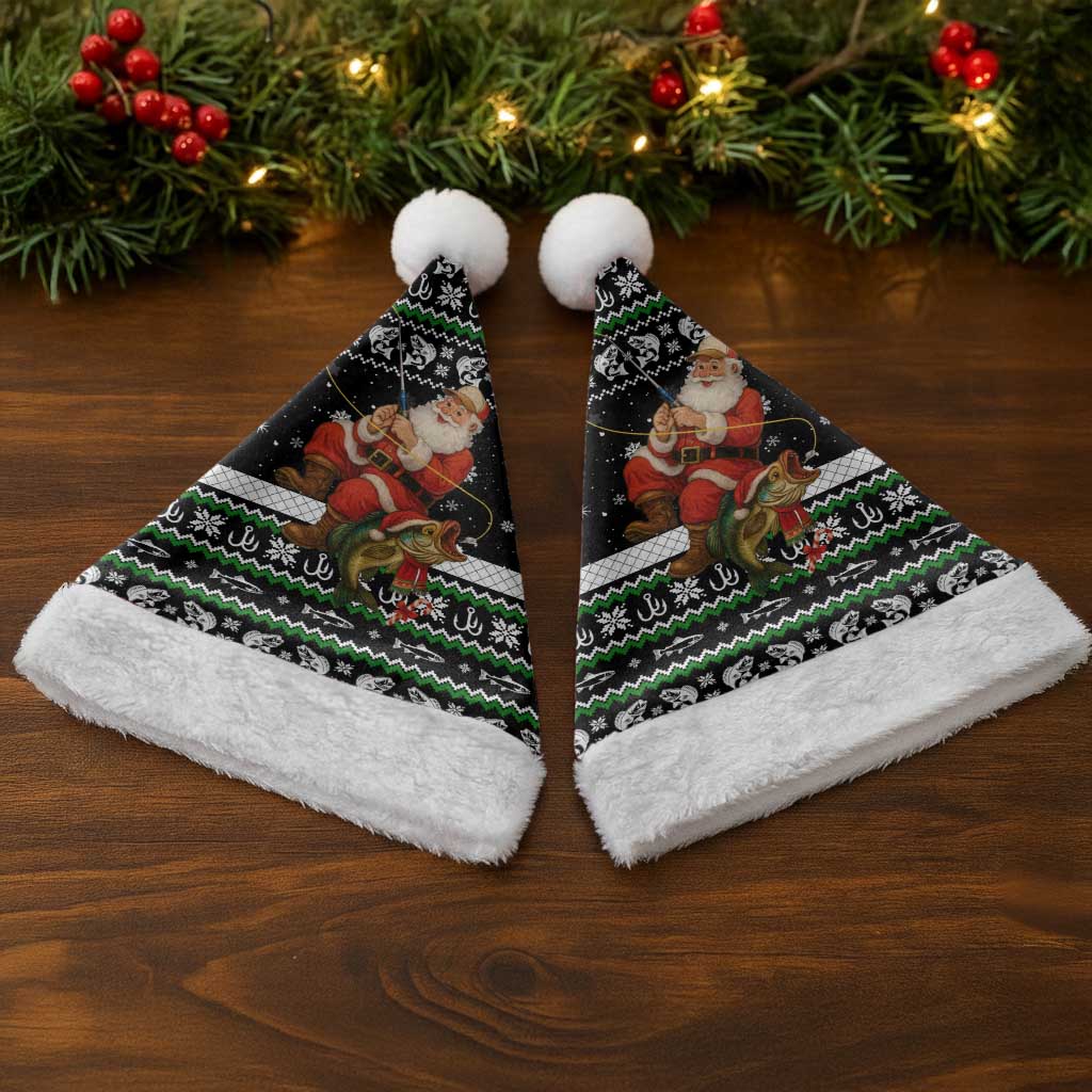 Santa Claus Fishing Christmas Santa Hat Xmas Holiday Patterns - Wonder Print Shop