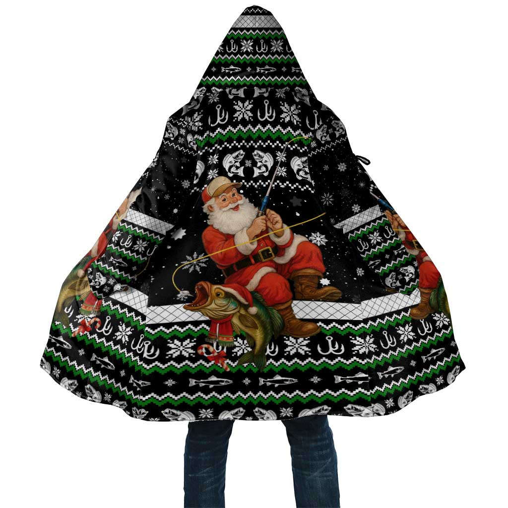 Santa Claus Fishing Christmas Cloak Xmas Holiday Patterns - Wonder Print Shop