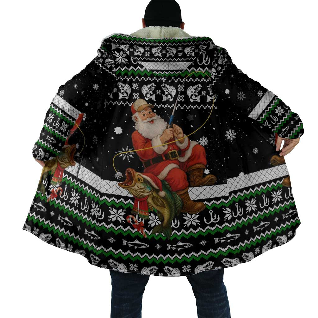Santa Claus Fishing Christmas Cloak Xmas Holiday Patterns - Wonder Print Shop