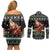 Santa Claus Fishing Christmas Couples Matching Off Shoulder Short Dress and Long Sleeve Button Shirt Xmas Holiday Patterns - Wonder Print Shop