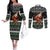 Santa Claus Fishing Christmas Couples Matching Off The Shoulder Long Sleeve Dress and Long Sleeve Button Shirt Xmas Holiday Patterns - Wonder Print Shop