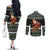 Santa Claus Fishing Christmas Couples Matching Off The Shoulder Long Sleeve Dress and Long Sleeve Button Shirt Xmas Holiday Patterns - Wonder Print Shop