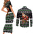 Santa Claus Fishing Christmas Couples Matching Short Sleeve Bodycon Dress and Long Sleeve Button Shirt Xmas Holiday Patterns - Wonder Print Shop