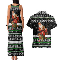 Santa Claus Fishing Christmas Couples Matching Tank Maxi Dress and Hawaiian Shirt Xmas Holiday Patterns - Wonder Print Shop