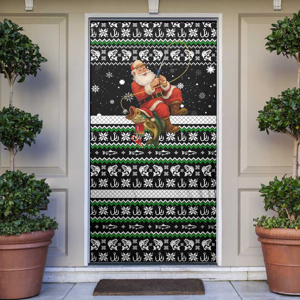 Santa Claus Fishing Christmas Door Cover Xmas Holiday Patterns - Wonder Print Shop