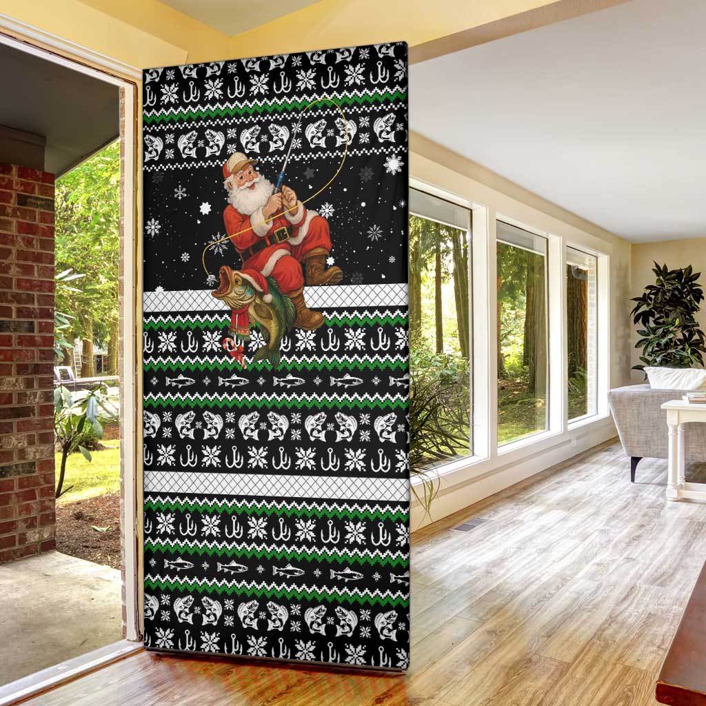 Santa Claus Fishing Christmas Door Cover Xmas Holiday Patterns - Wonder Print Shop