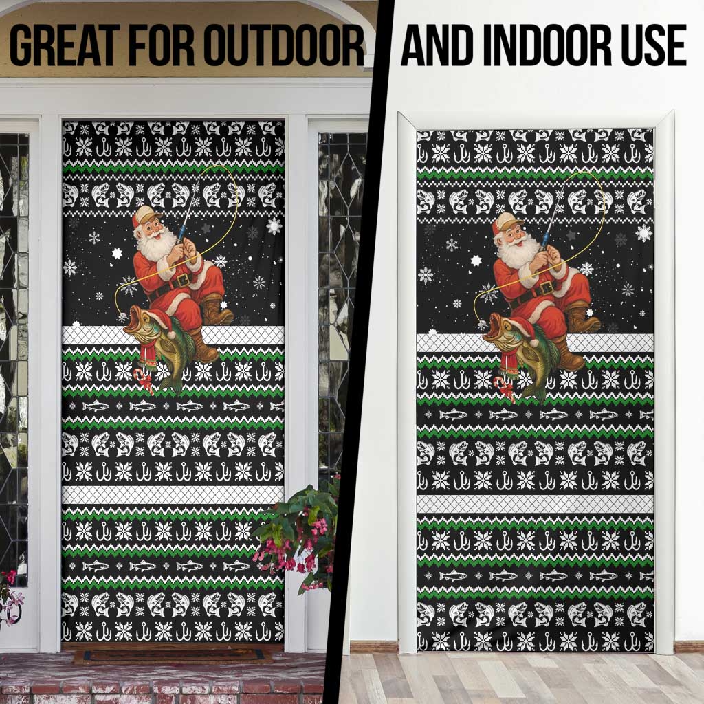 Santa Claus Fishing Christmas Door Cover Xmas Holiday Patterns - Wonder Print Shop