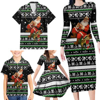 Santa Claus Fishing Christmas Family Matching Long Sleeve Bodycon Dress and Hawaiian Shirt Xmas Holiday Patterns - Wonder Print Shop