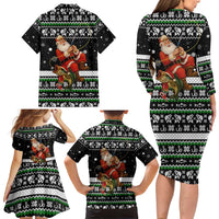 Santa Claus Fishing Christmas Family Matching Long Sleeve Bodycon Dress and Hawaiian Shirt Xmas Holiday Patterns - Wonder Print Shop