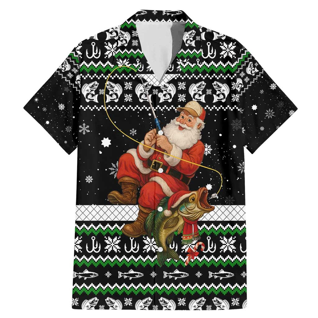Santa Claus Fishing Christmas Family Matching Mermaid Dress and Hawaiian Shirt Xmas Holiday Patterns - Wonder Print Shop