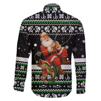 Santa Claus Fishing Christmas Family Matching Off The Shoulder Long Sleeve Dress and Hawaiian Shirt Xmas Holiday Patterns - Wonder Print Shop