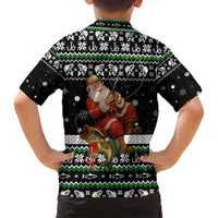 Santa Claus Fishing Christmas Family Matching Off Shoulder Maxi Dress and Hawaiian Shirt Xmas Holiday Patterns - Wonder Print Shop