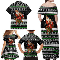 Santa Claus Fishing Christmas Family Matching Off Shoulder Maxi Dress and Hawaiian Shirt Xmas Holiday Patterns - Wonder Print Shop