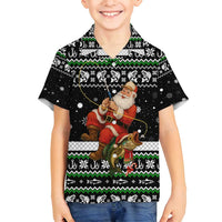 Santa Claus Fishing Christmas Family Matching Off Shoulder Maxi Dress and Hawaiian Shirt Xmas Holiday Patterns - Wonder Print Shop