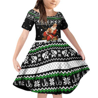 Santa Claus Fishing Christmas Family Matching Off Shoulder Short Dress and Hawaiian Shirt Xmas Holiday Patterns - Wonder Print Shop