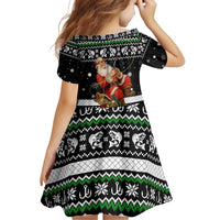 Santa Claus Fishing Christmas Family Matching Off Shoulder Short Dress and Hawaiian Shirt Xmas Holiday Patterns - Wonder Print Shop