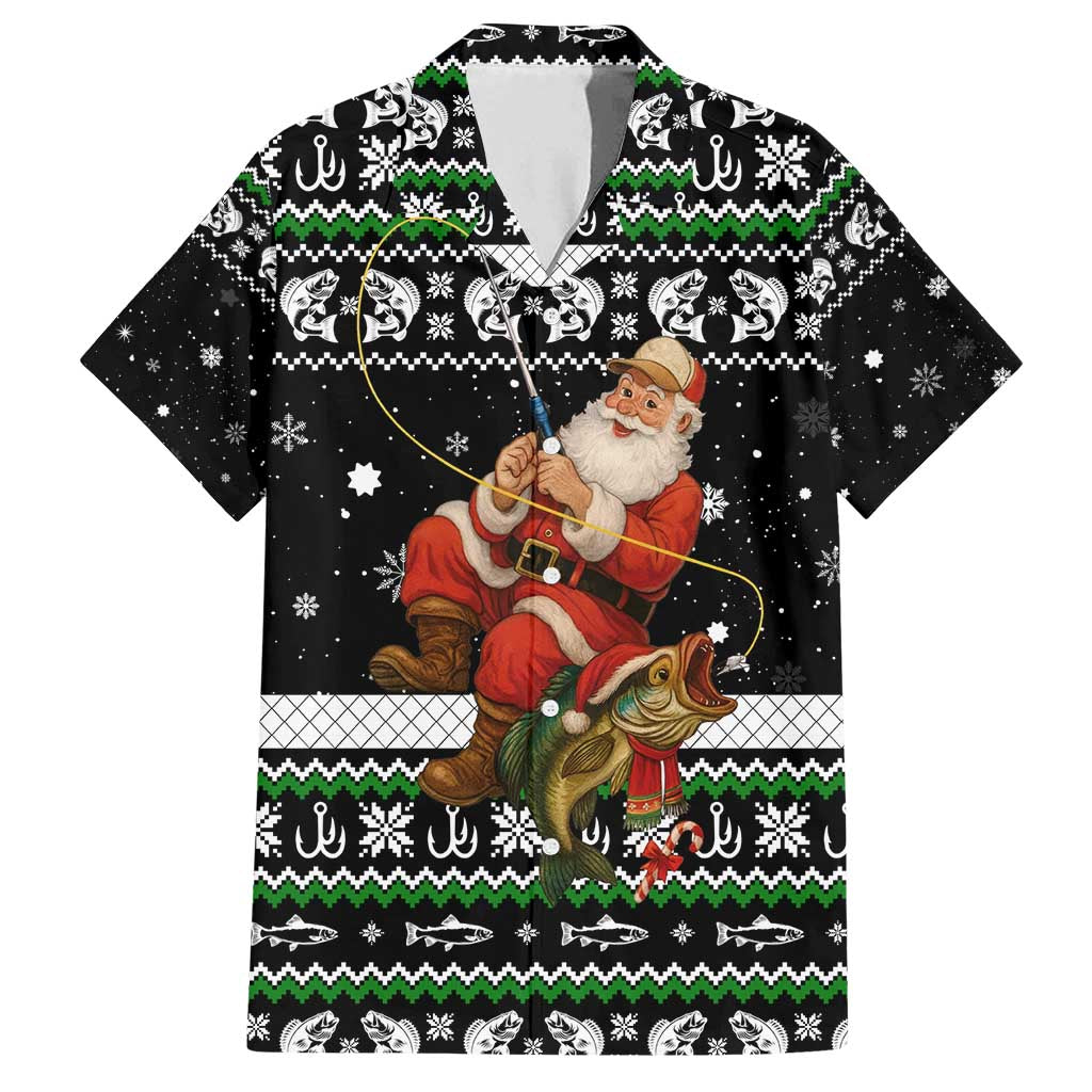 Santa Claus Fishing Christmas Family Matching Puletasi and Hawaiian Shirt Xmas Holiday Patterns - Wonder Print Shop