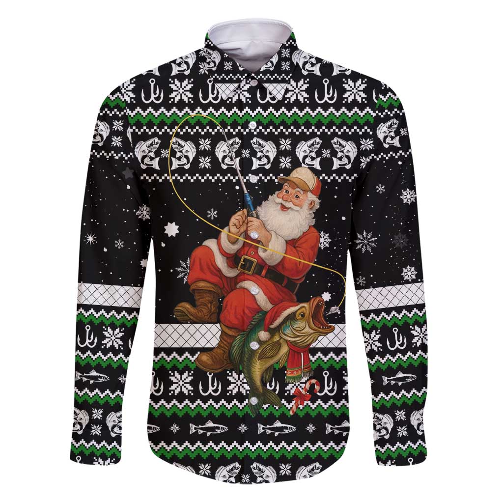 Santa Claus Fishing Christmas Family Matching Puletasi and Hawaiian Shirt Xmas Holiday Patterns - Wonder Print Shop