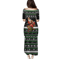 Santa Claus Fishing Christmas Family Matching Puletasi and Hawaiian Shirt Xmas Holiday Patterns - Wonder Print Shop