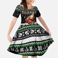 Santa Claus Fishing Christmas Family Matching Short Sleeve Bodycon Dress and Hawaiian Shirt Xmas Holiday Patterns - Wonder Print Shop