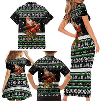 Santa Claus Fishing Christmas Family Matching Short Sleeve Bodycon Dress and Hawaiian Shirt Xmas Holiday Patterns - Wonder Print Shop